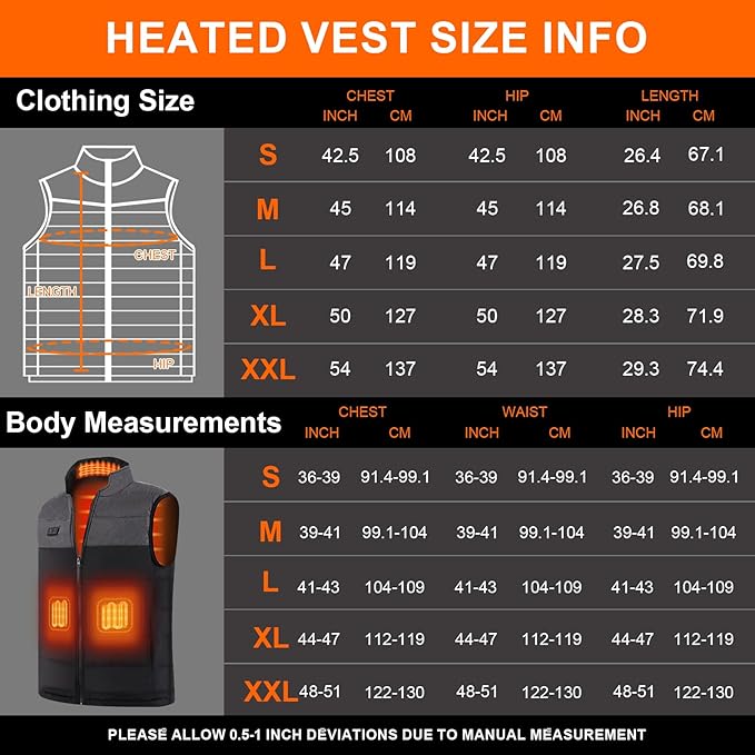Ejoy Heated Vest - Heating Clothes for Men Lightweight Warm Waistcoat Women's Heat Jacket vest Outdoor(no Battery)