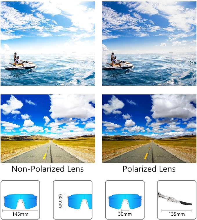 OULAIQI Cycling Sunglasses Polarized Sunglasses for Cycling Men Women with 1 Lens or 3 Interchangeable Lens Baseball Glasses