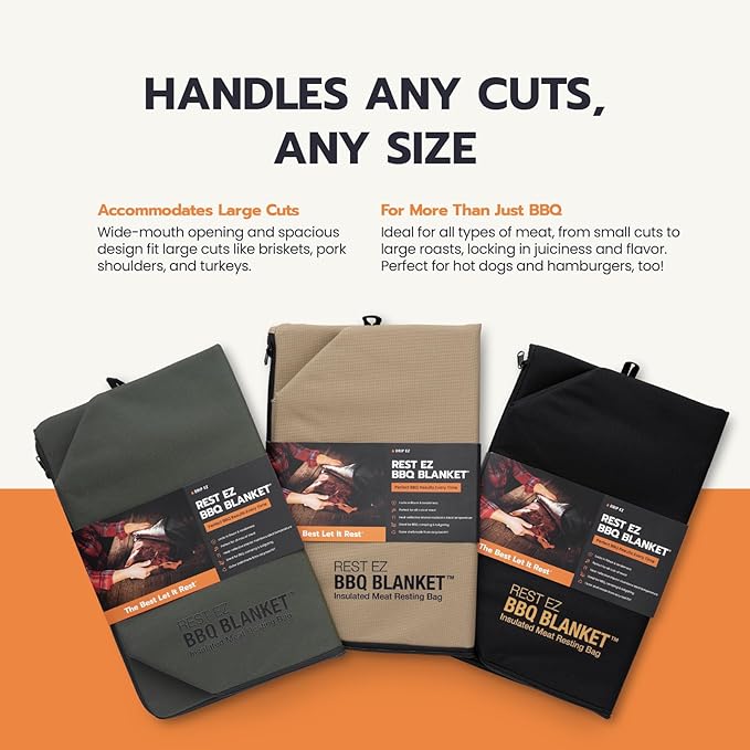 Rest EZ BBQ Blanket® - Insulated Meat Resting Bag for Moisture Retention and Tender BBQ - Heavy-Duty with Wide Mouth Design for Briskets, Pork Shoulders, Steaks