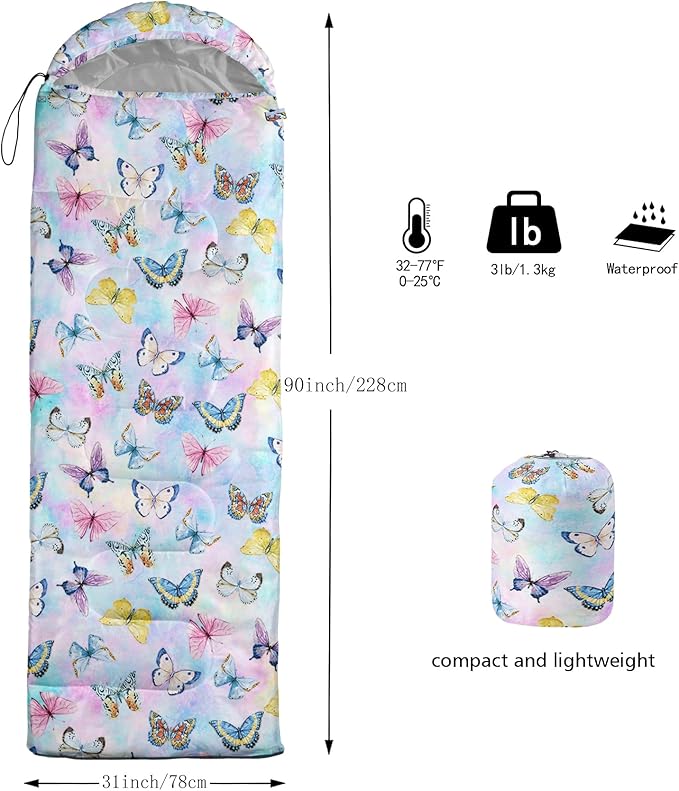 Sleeping Bag for Womens Girls Teens, Waterproof Sleeping Bags Traveling and Outdoors, Camping Gear Equipment