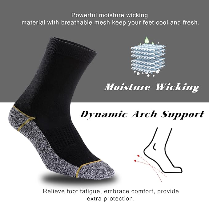 Kodal Copper Infused Crew Socks Business Athletic Moisture Wicking Odor Free Comfortable for All Day Wear (4/5 Pairs)