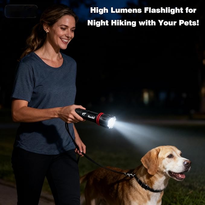 HAUSBELL A100 LED EDC Flashlights High Lumens,Bright, Zoomable, Waterproof, Powerful, Emergency Tactical LED Flashlights for Home and 5 Modes, Flashlight for Camping Gear、Hiking、Walking(2Pack)