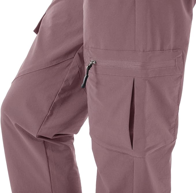 Rdruko Women's Hiking Cargo Pants Water-Resistant Quick Dry UPF 50+ Travel Camping Work Pants Zipper Pockets