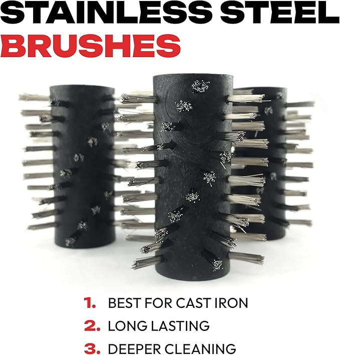 Grillbot Grill Brushes Bundle – Replacement Brushes for Grillbot Automatic Grill Cleaning Robot, Set of 3 Each Stainless Steel, Nylon and Brass Variety Pack