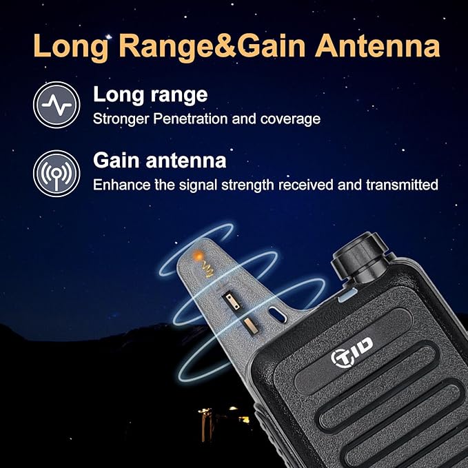 TIDRADIO TD-M8s Walkie Talkies, Portable FRS Two-Way Radios Rechargeable,Hands Free, Long Range, Rugged 2 Way Radios for Adults School Church (2 Pack)