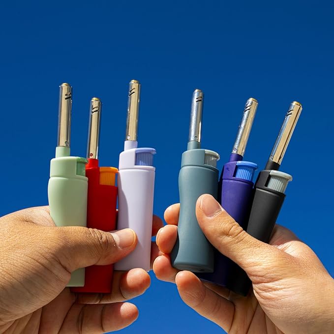 MK Candle Lighter, Butane Refillable Wind-Resistant Flame, 6-Pack for BBQ, Camping, Outdoor Use (NBR-6PC)