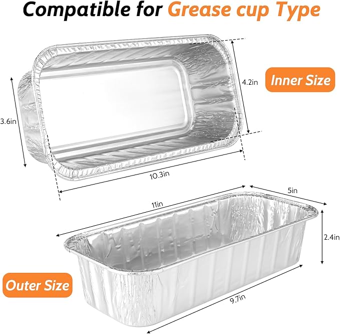 20 Pack Grill Drip Pans, Aluminum Foil Drip Pan Grease Catcher Cup Liner Compatible for Weber SmokeFire EX4/EX6/EPX6, Summit & Genesis II 400/600 Series, 11 x 5” Disposable Grill Grease Tray