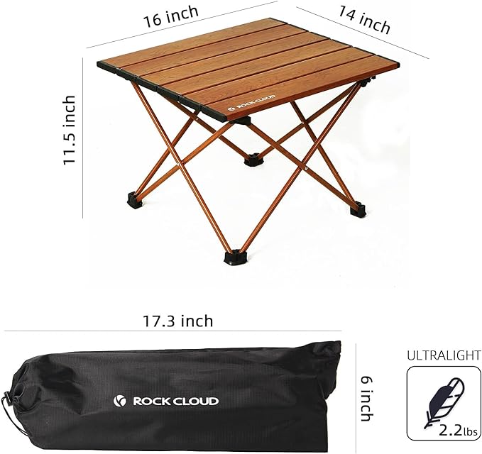 ROCK CLOUD Portable Camping Table Ultralight Aluminum Folding Beach Table Camp for Camping Hiking Backpacking Outdoor Picnic, Small
