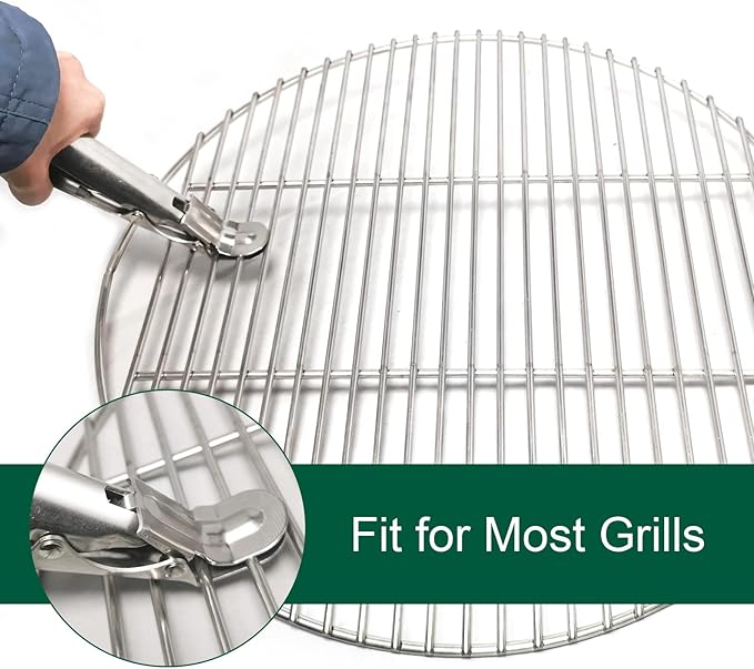 BBQ Ash Removal Tool Set for Big Green Egg Accessories, Kamado Grill Cleaning Tools Include Ash Rake and Ash Pan and Grill Grate Lifter(at+AP+GG)