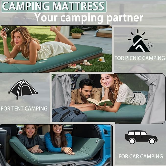 LINKET Sleeping Pad for Camping, Self Inflating Sleeping Pad with Electric Pump, Camping Mattress Compact for Backpacking Hiking Traveling Tent - Ultralight Self Inflating Air Mattress