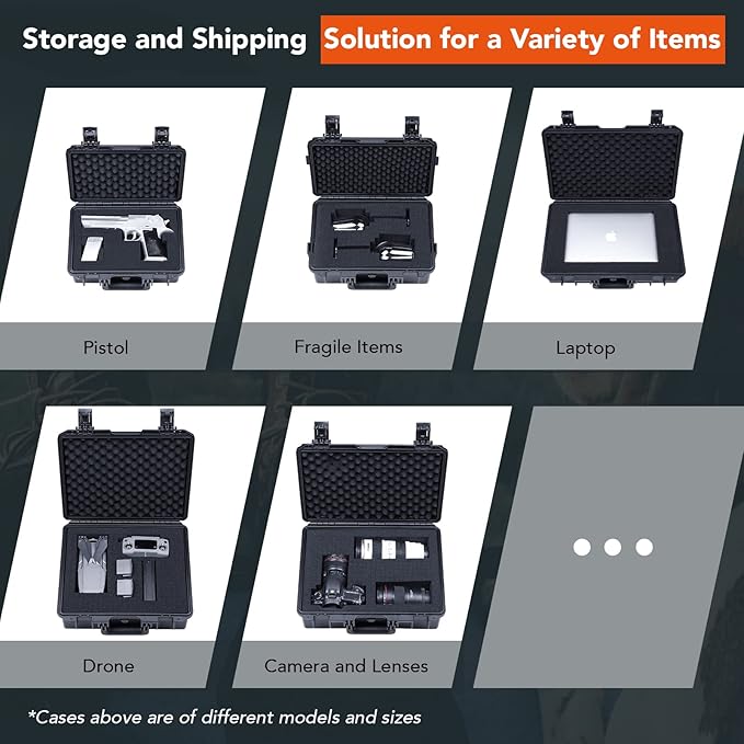 Lykus HC-4420 Waterproof Hard Case with Customizable Foam Insert, Interior Size 17.32x11.42x6.69 in, Suitable for camera, lens, drone, mic, flashlight, projector, electronics, tools, and more