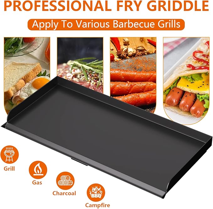 Professional Fry Griddle for Camp Chef 3 Burner Griddle, Flat Top Plate Replacement Part for Camp Chef Tundra, Expedition 3X Combo SG100 Accessories, 37 x 16 inch, Black