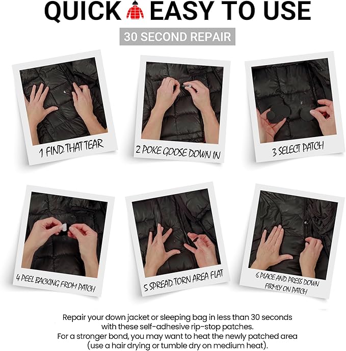 Self-Adhesive Waterproof Repair Patch Kit - 30-Second Fix for Down Jackets, Tents, Sleeping Bags, Backpacks, Outdoor and Camping Gear - Pre-Cut Nylon, Multiple Colors (Gold)