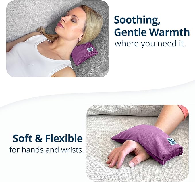 Mini - Microwavable Heating Pad & Reusable Cold Pack - Weighted Heating Pad for Cold Hands, Sore Neck, Achy Wrists - 4” x 8” - 1 lb (Purple Plum)