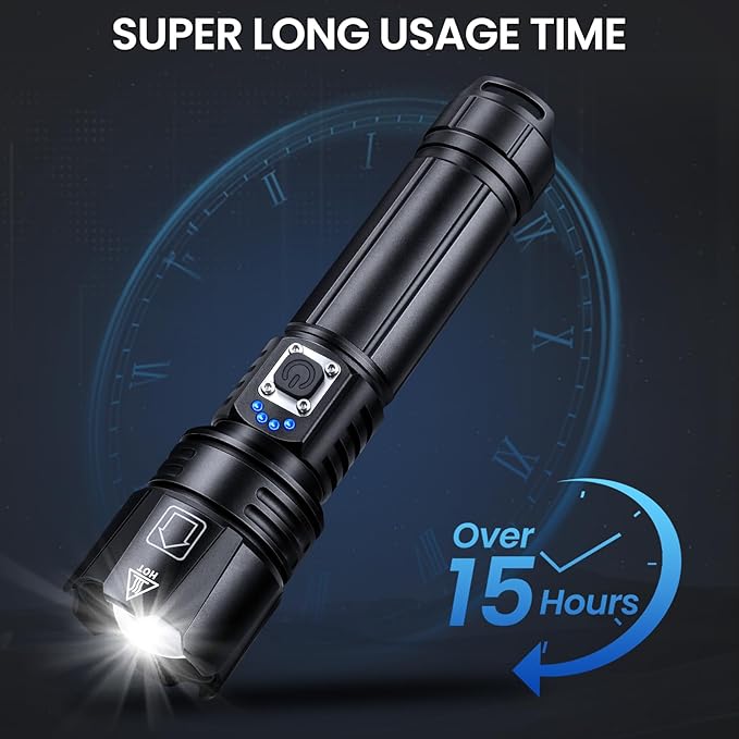 Rechargeable Flashlights High Lumens, 99,000 Lumen Brightest Led Flashlight with 5 Modes & 15H Long Runtime, Powerful Waterproof Handheld Flash Light, Super Bright Flashlight for Home, Camping