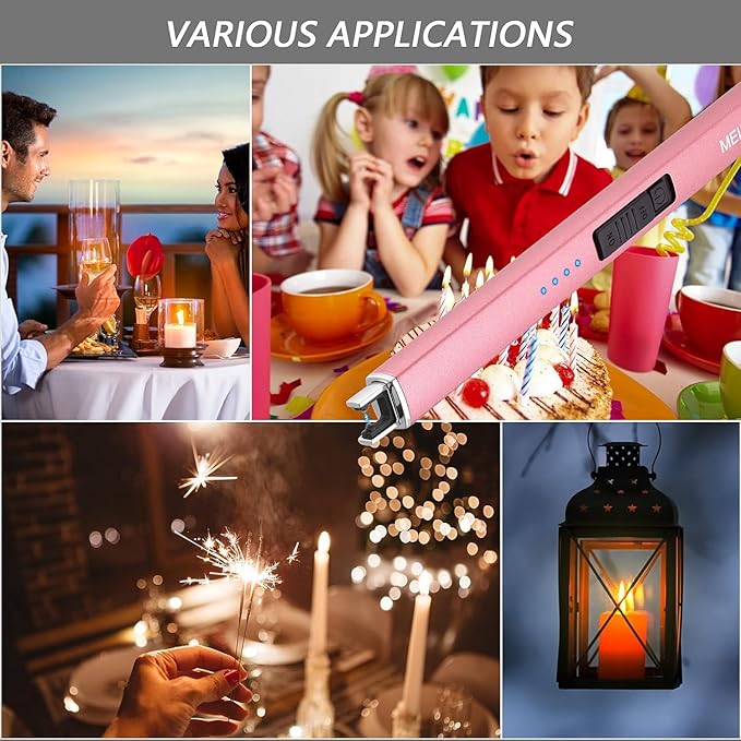 2 Pack Electric Candle Lighter, Christmas Stocking Stuffers Gifts for Women Mom Men Wife Sister, USB Arc Rechargeable Windproof Long Lighter for Candle BBQ Housewarming Birthday Gifts Idals
