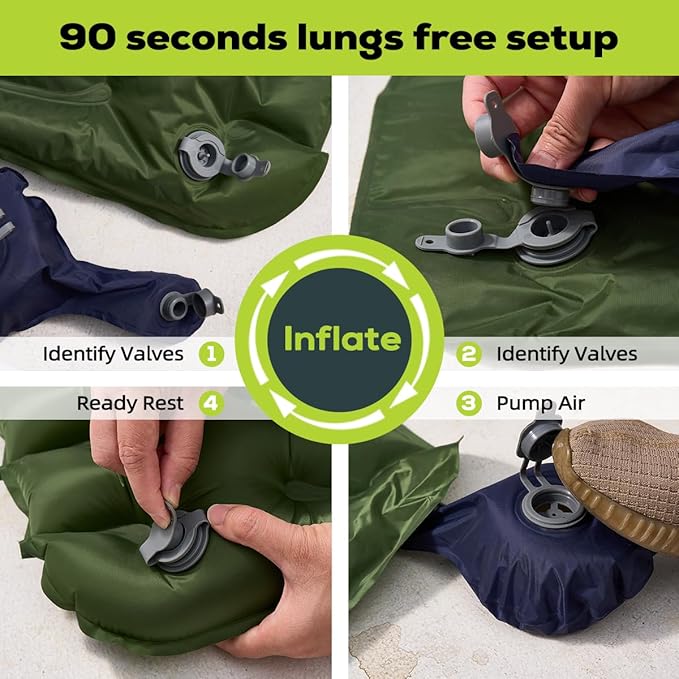 Gear Doctors Camping Pads Self Inflating Ultralight Apollo air 4.3-5.2 R Insulated Camping mats 1.5-3.3 in Must Haves Inflatable Foam air Sleep mat self Inflating air Mattress for Camping cot