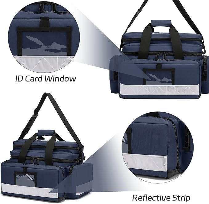 First Aid Bag Empty Medical Bag with Detachable Dividers First Aid Kit Organizer for Nurses,Home Health Care, EMT
