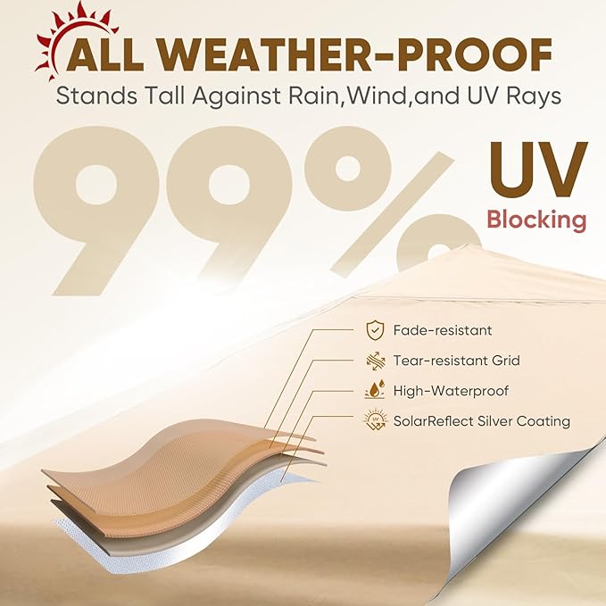 Sekey 10x10 Pop Up Canopy with One Push Setup-Easy Up Canopy with 99% UV Blocking - Instant Outdoor Sun Shade for Events, Parties, Camping- Commercial Gazebo with Weight Bags,Wind Proof&Waterproof