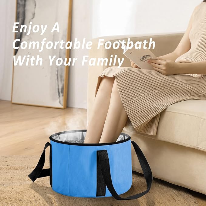 Foot Bath Basin 20L Collapsible Bucket, Portable Foot Soak Tub Feet Soaking Bucket for Outdoor Travel, Camping, Fishing(Blue)