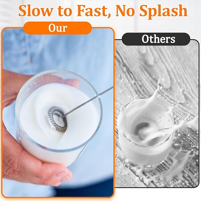 TonJin Frother Wand Rechargeable USB-C Milk Frother Handheld Mixer Electric with 2 Whisk Heads, 3 Speeds Adjustable Coffee Drink Mixer with Stand for Lattes, Matcha, Hot Chocolate, Egg, Matcha(Green)