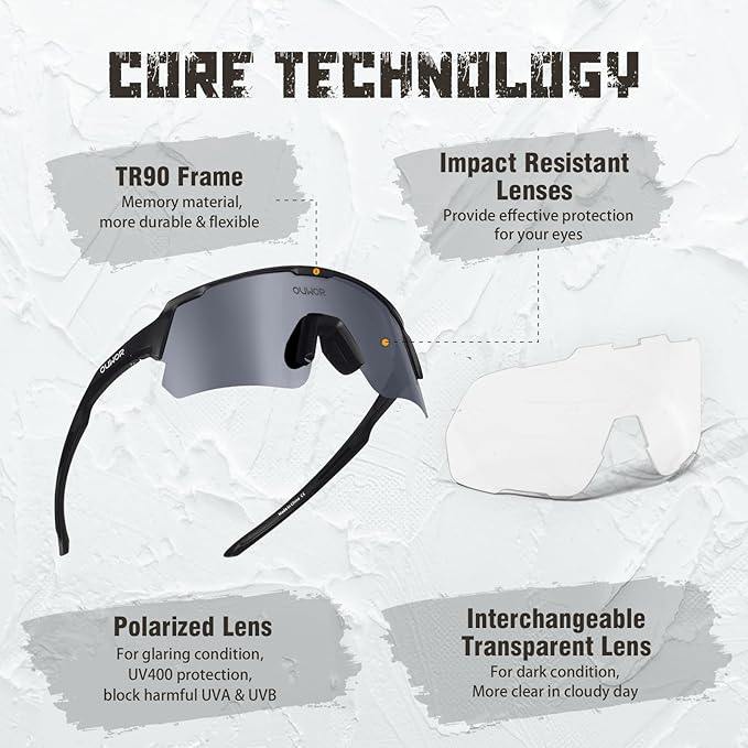 Polarized Cycling Glasses for Men Women Youth, UV400 Mountain Bike Sunglasses for Bicycle Mtb Running Fishing Baseball