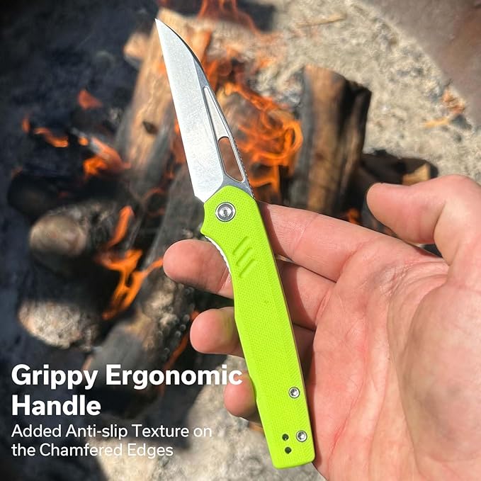 CIVIVI Guile Pocket Knife, Folding Knife for EDC, 3.25" Swedish 14C28N Blade G10 Handle with Reversible Deep-Carry Clip C24062B-2 (Fluorescent Green)