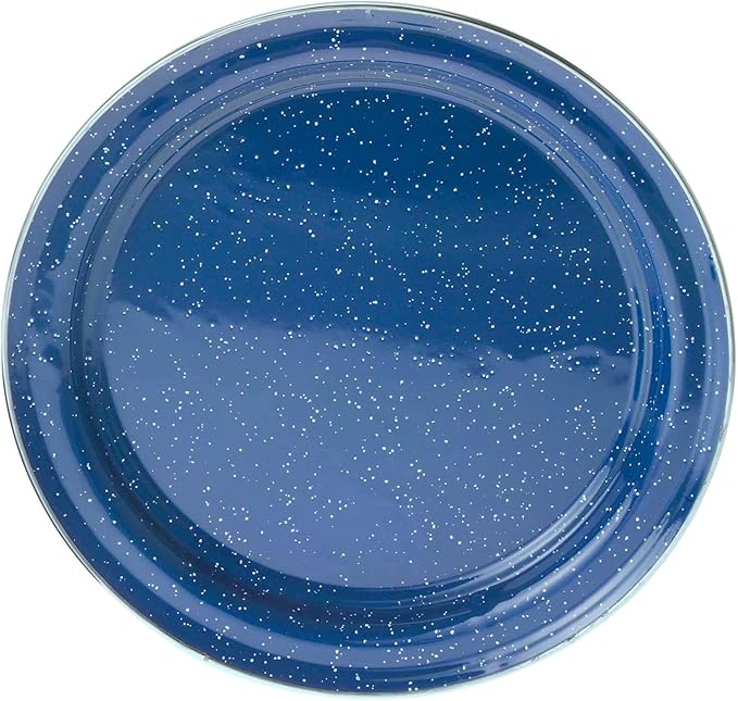 GSI Outdoors Pioneer Enamel 12 Pieces (4-Person) Dish Set I Enamelware Dishes Including Plates, Bowls and Mugs for Camping, Outdoors, RV, Camp, Blue