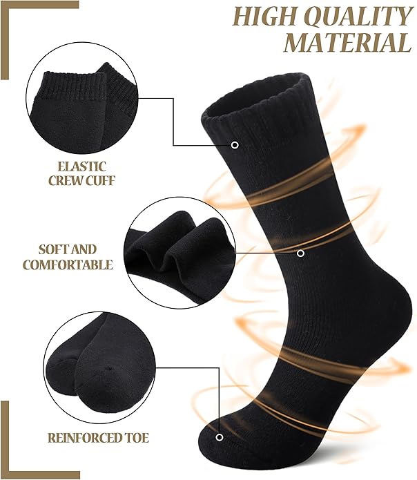 FNOVCO Wool Socks for Women Winter Warm Hiking Boot Thick Thermal Cozy Crew Socks 5 Pairs
