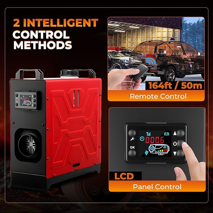 Diesel Heater, 12V/24V/110V 8KW Parking Heater with Remote Control and LCD Display, 2 Ways Control Fast Heating with Muffle Silencer for Campers RV Truck Boat Bus Car Trailer Garage