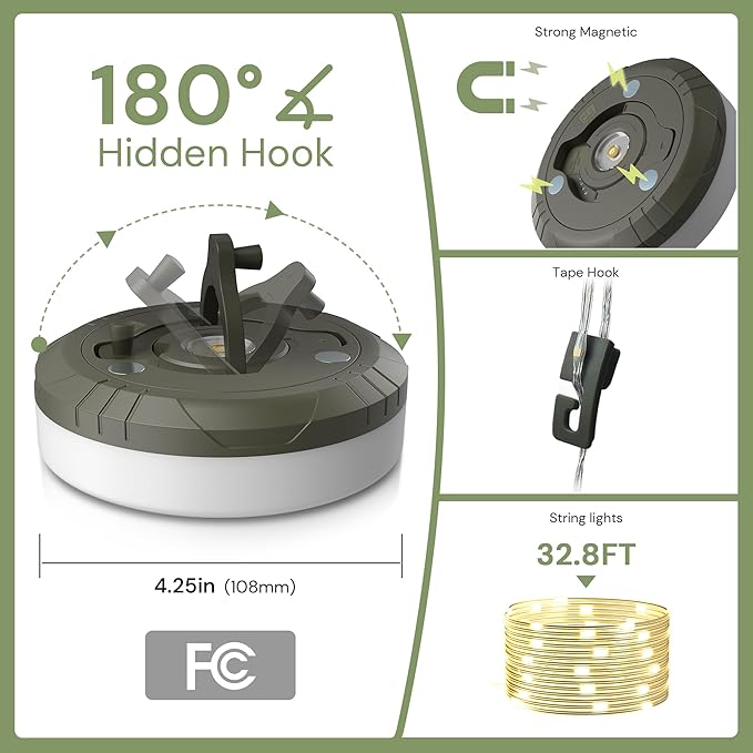 L LOHAS LED Upgraded 2 Packs Camping String Lights, 4 in 1 Quick Recovery Waterproof Camping Lights, 32.8FT with 8 Modes, Camping Essentials for Yard, Tent, Hiking, Patio, and Holiday Decoration