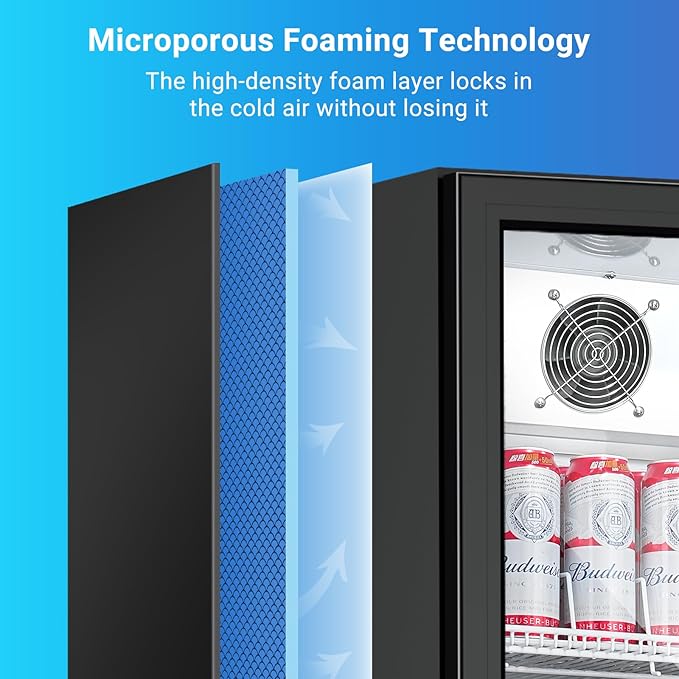 BODEGACOOLER Commercial Beverage Refrigerator with Glass Door,12.5 Cu.Ft Display Merchandiser Drink Refrigerator,Upright Commercial Bar Fridge,Display Drink Cooler with Soft LED Light