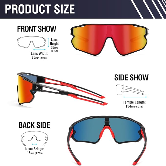 DUCO Sports Polarized Sunglasses for Men Women Running Sunglasses Fishing Cycling Baseball Glasses UV400 Protection DC0023