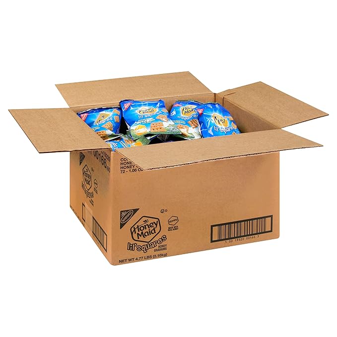 Honey Maid Lil' Squares Honey Graham Crackers, Bulk Lunch Snacks, 72 - 1.06 oz Snack Packs
