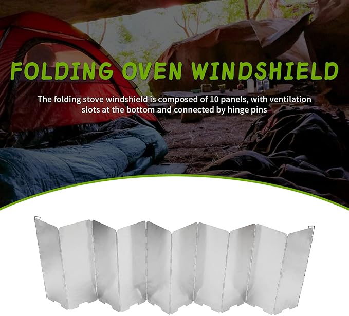 2pcs Camping Stove Windscreen Wind Shield 10 Panels Aluminium Alloy Folding Wind Screen for Stove Camping Backpacking Hiking Picnicking