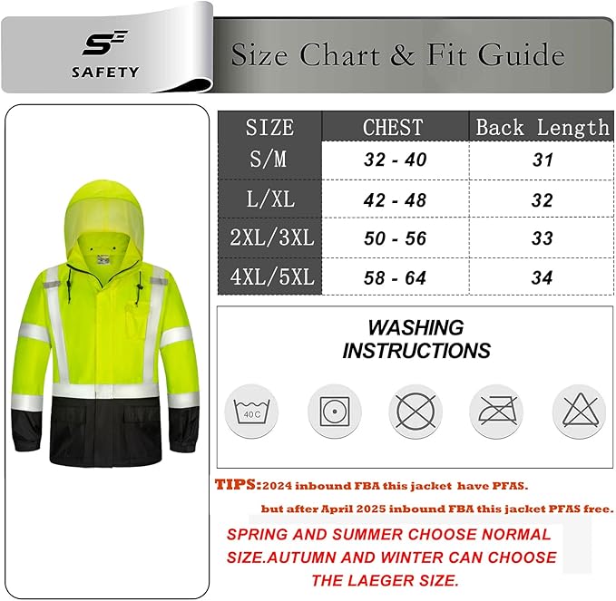 High Vis Rain Jacket, Rain Suits for Men Waterproof with Black Bottom, Class 3 Rain Coats for Men Interior Mesh, High Visibility Rain Gear, Removable Hood Orange (4XL/5XL)