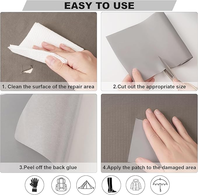 OAZ 8 Pieces 7.87 x 5.9 inch Nylon Repair Patches Nylon Fabric Patch Self-Adhesive Nylon Repair Tape Waterproof Lightweight Outdoor Gear Repair Patch Kit for Down Jacket Clothing Tent Bag