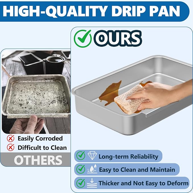 SafBbcue 93305 Grease Catch Pan for Weber Spirit e-210 e-220 e-310 e-320 e-330 Genesis II e-310 e-315 e-325 e-330 e-335 Grill Grease Tray with Disposable Drip Liners,Replacement Part for Weber#83156