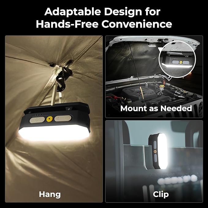 BougeRV Movable Area Light, Rechargeable Camping Lantern, 3200mAh Portable Camping Light, IP65 Waterproof, Camp Lamp for Tent, Emergency, Outdoor