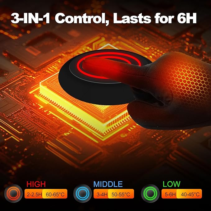 Heated Gloves, Electric Gloves Heated for Men/Women Rechargeable, Waterproof Work Motorcycle Glove for Winter Outdoor