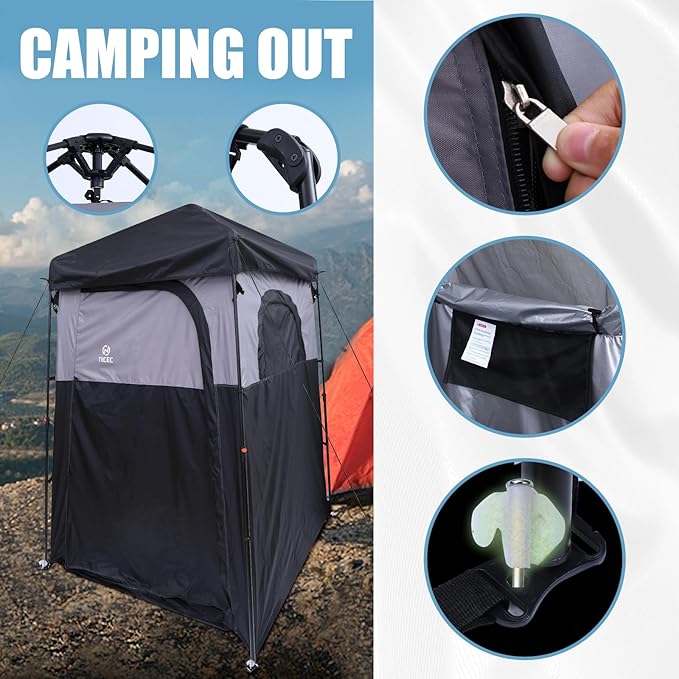 Nice C Camping Shower Tent, Instant Pop Up Privacy Changing Tent, Outdoor Shower Enclosure, Toilet Tents, Oversize (Square – 1 Room)