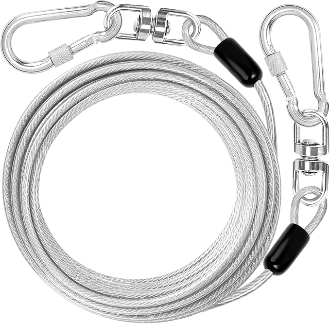 jenico Dog Tie Out Cable: 30 ft Dog Lead for Yard - Heavy Duty Chain Leash Outside for Small Large Dogs Up to 500 lbs - Outdoor Dog Runner Tether