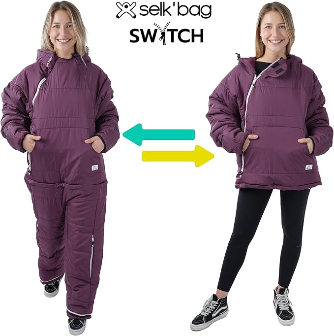 Selk'bag SWYTCH Original Wearable Sleeping Bag & Jacket | Convertible 2-in-1 Design, Water-Resistant, Eco-Friendly for Camping, Hiking, Travel, Skiing and Casual Use