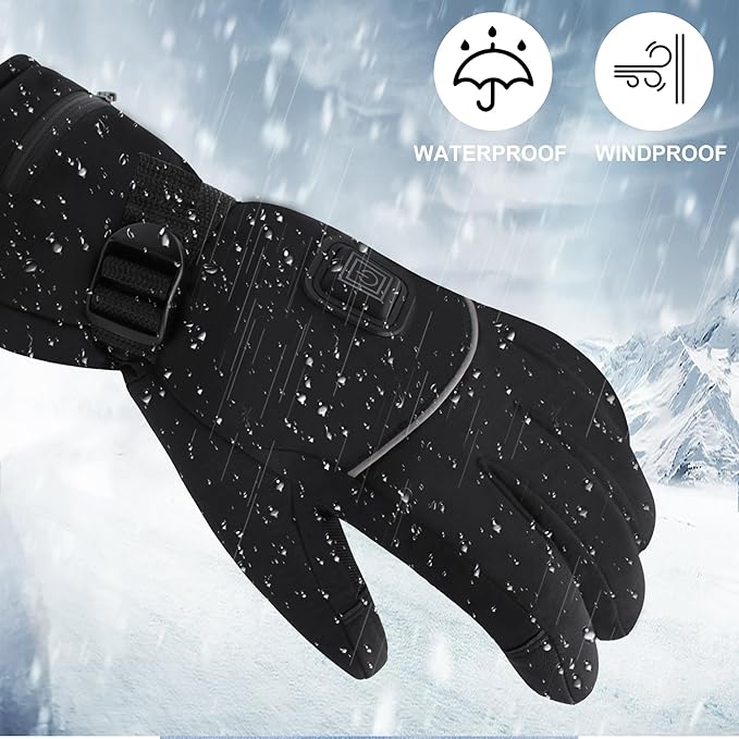 Spring Electric Rechargeable Battery Heated Gloves - Waterproof Touchscreen for Outdoor Sports, Hiking, Skiing, Running, Work