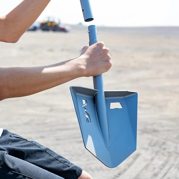 DMOS Nomad Shovel - 2-Piece Collapsible Lightweight Aluminum Shovel for Camping, Overlanding, Survival, Military, Hunting, & Off-Road Use - Silver - Pro