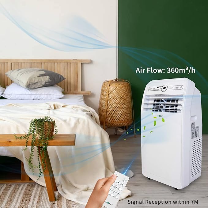 Uhome 12000 BTU Portable Air Conditioner with Heater up to 400 Sq. Ft, Ac Heater Combo Window Unit, Portable AC Unit with Dehumidifier & Fan, Cools & Heats,Remote Control and Window Kit Included,White