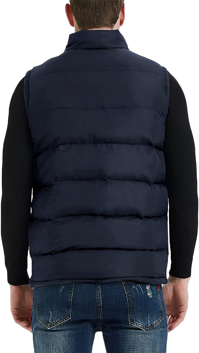 TUVEKE Men's Puffer Vest Water-Resistant winter outdoor Zipper Sleeveless Warm puffey jacket Size M To 3XL(Multicolor)