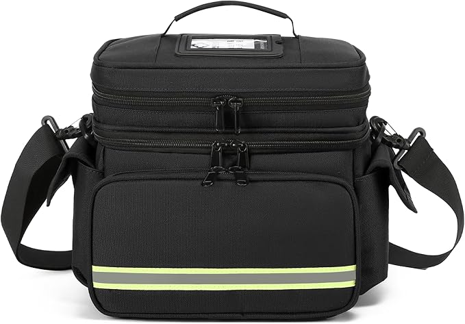 Black Double Layer First Aid Bag Medical Bag Empty Emergency First Responder Organizer for Nurses,Home Health Care, EMT