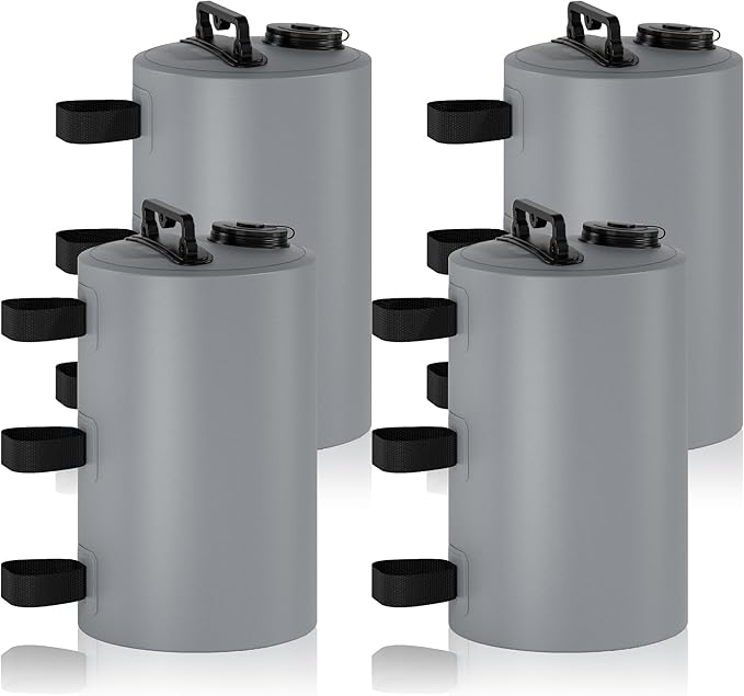 Canopy Water Weights Bag, 88 lb Tent 4 Leg Weights Bag, Portable 10L Water Bag Windproof Fixed Canopy Weights Bag, for Outdoor Pop Up Tent, Canopies, Gazebo, Shelter, 4 Pack (10L Gray)