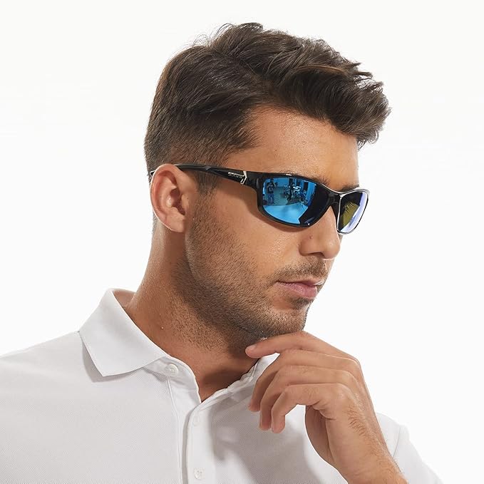 B.N.U.S Corning glass lenses polarized sunglasses for men and women UV400 Protection for Fishing Cycling Driving Italy made